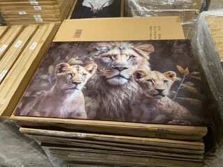 Schilderij gehard glas Leeuw met welpjes
