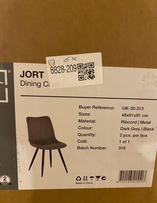 Set van 6 eetkamerstoelen Label51, Jort, donker grijs
