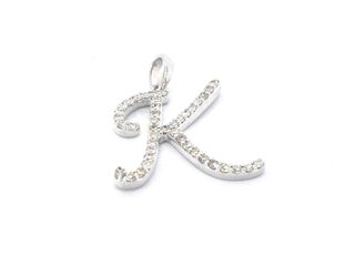 Hanger met echte natuurlijke diamanten in de letter K, excl. ketting