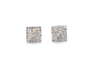 Witgouden entourage oorbellen met diamanten