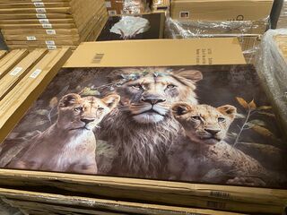 Schilderij gehard glas Leeuw met welpjes