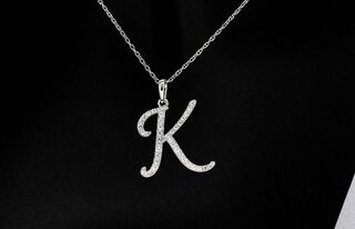 Hanger met echte natuurlijke diamanten in de letter K, excl. ketting