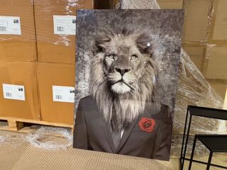 Schilderij gehard glas Leeuw roos Homebound