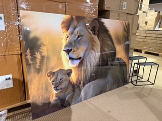 Schilderij gehard glas Leeuw met welp Homebound