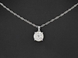Witgouden hanger met briljant geslepen diamant, excl. ketting