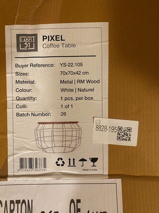 Salontafel Label51, PIXEL, wit/naturel