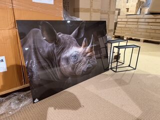 Schilderij gehard glas Neushoorn, Homebound
