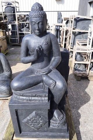 Beeld, Buddha, Donkergrijs / Antraciet