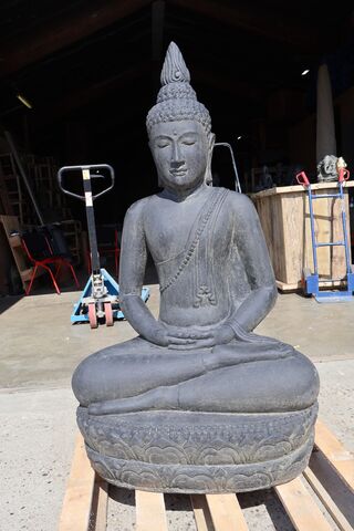 Beeld, Buddha, Donkergrijs / Antraciet