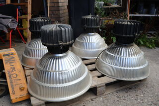 4x Lamp, Industrieel, Grijs / Chroom