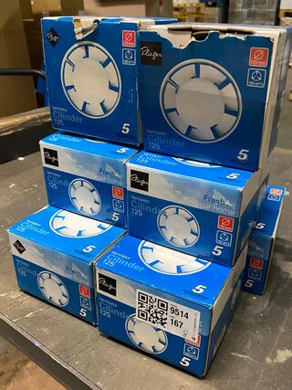 8x Badkamerventilator  Ø125mm, Plieger