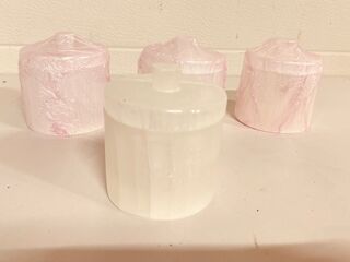 4x Seleniet pot met deksel