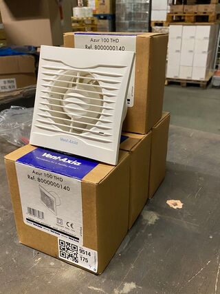 4x Buisventilator 100mm mixed flow met timer, Vent-Axia