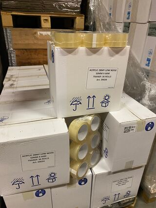 Ca. 12x Dozen a 36 rol plakband, transparant