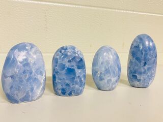 4x Calciet blauw vrije vorm