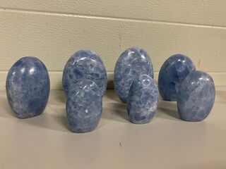 7x Calciet blauw vrije vorm