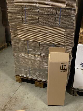 Ca. 300x Verzenddozen, zware enkelgolf, bruin, 20x20x60cm