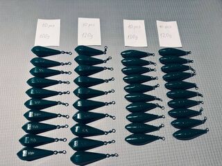 Ca. 240x Karperlood / karpergewichten met wartel, 30-160 gr