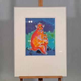 Zeefdruk, Maya Wildevuur, Aap met jong, 1994, 64/125
