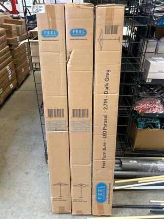 3x Led parasol 2.7 meter Feel Furniture, donkergrijs