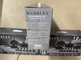 3x Pannenset, Marblex, 13-delig