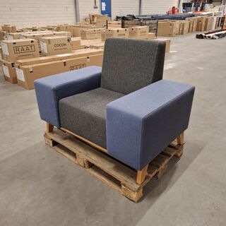 Tweekleurige fauteuil, Schaffenburg, Blauw / Grijs