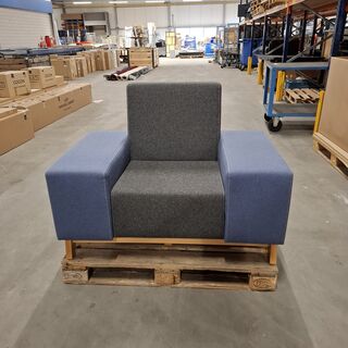 Tweekleurige fauteuil, Schaffenburg, Blauw / Grijs