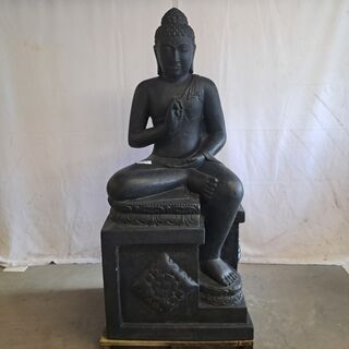 Beeld, Buddha, Donkergrijs / Antraciet
