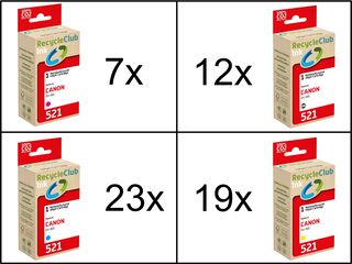 Ca. 61x Inktcartridges voor Canon CLi-521, RecycleClub