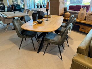 Set van 6 eetkamerstoelen groen
