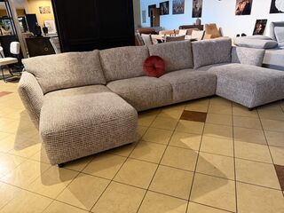U-bank met 2 x lounge gemeleerd bruin/ beige