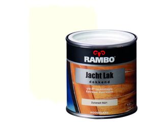 Ca. 12x Jachtlak dekkend hoogglans, Rambo, zuiverwit, 250 ml