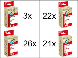 Ca. 72x Inktcartridges voor Canon Canon CLi-526, RecycleClub