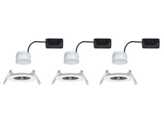 3x LED-inbouwlamp IP44 rond 78 mm, Paulmann, nova coin, wit mat