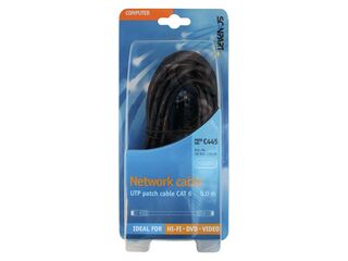 5x UTP kabel 5 meter, Scanpart, zwart