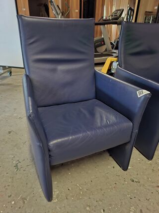 2x Lederen fauteuil blauw