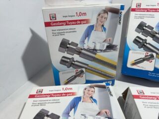 4x Gas aansluitset belgische standaard, Scanpart, geel, dn12 100 cm