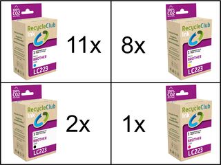 Ca. 22x Inktcartridges voor Brother LC-223, RecycleClub