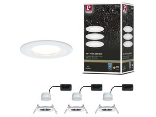 3x LED-inbouwlamp IP44 rond 78 mm, Paulmann, nova coin, wit mat