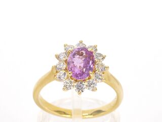 Gouden ring met diamanten en 1.53 carat pink sapphire