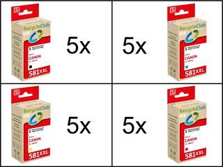 Ca. 20x Inktcartridges voor Canon CLi-581XXL printers, RecycleClub