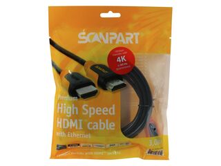 4x HDMI kabel 3 meter – 4K Ultra HD@60Hz, Scanpart, zwart