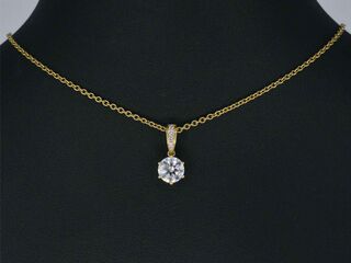 Gouden solitair hanger met een diamant 1.00 carat, excl. ketting