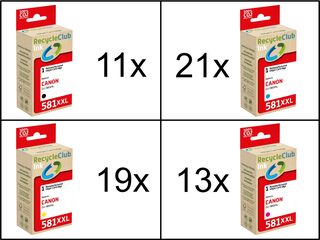Ca. 64x Inktcartridges voor Canon CLi-581XXL printers, RecycleClub