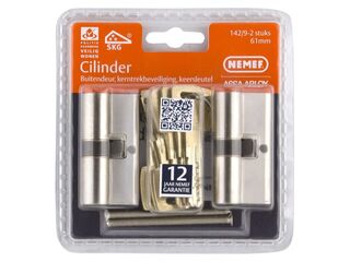 Veiligheidscilinder, Nemef, nf4, 2 gelijksluitende cilinders, 6 sleute