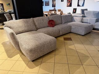 U-bank met 2 x lounge gemeleerd bruin/ beige