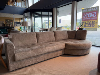 Hoekbank met ronde lounge grijs