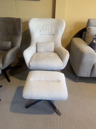 Fauteuil met voetenbank, relaxfauteuil  AJ living, beige