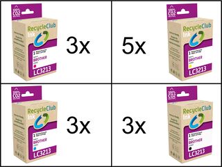 Ca. 14x Inktcartridges voor Brother LC-3213 printers, RecycleClub