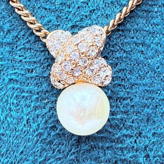Christian Dior goldplated collier met pendant en strass